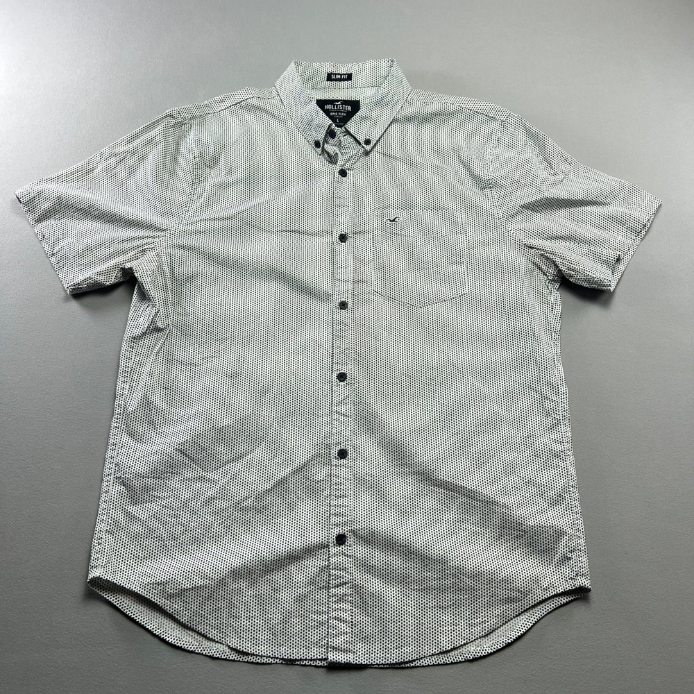 Hollister Epic Flex Shirt Mens Large Multicolor Geometric Slim Fit Button Down